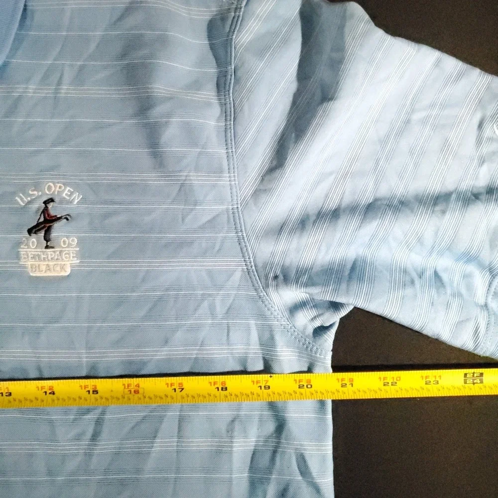 Nike US Open Golf‎ Polo Shirt Mens Small Blue Bethpage Black 2009 Event Logo